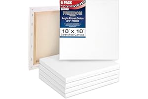 U.S. Art Supply 18 x 18 inch Stretched Canvas for Painting, 12oz Triple Primed, 6-Pack - Professional Artist Quality White Blank 3/4" Profile, 100% Cotton, Heavy-Weight Gesso - Acrylic Pouring, Oil