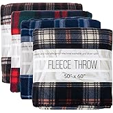 Trail maker 24 Pack Bulk Plaid Sherpa Fleece Throw Blankets 50 x 60 for Wedding Guests, Homeless, Pets | Plaid Fleece Throw Blankets Bulk