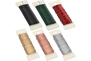 RIPENG 6 Rolls 112 Yards Floral Flexible Paddle Wire Floral Bind Wire for Crafts, Christmas Garland and Flower Arrangements DIY Craft, Christmas Holiday Decoration(Green Red Silver Gold Black Rose Gold)