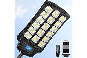 Tonree Solar Street Lights Outdoor Waterproof, 14000W Large Solar Parking Lot Light Outside Dusk to Dawn, Motion Sensing & Remote Control, Pole or Wall Mount, for Commercial Yard Garage Patio Barn