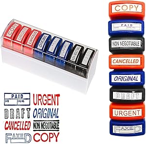 Home Office Business Rubber Stamp - Self Inking Pre-Inked Office Stamp Set, Message Account Stamp Office Stationary Stamper Business Paper Work Text File Stamps(8PCS)