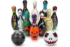 AORZIT Halloween Games Bowling Set for Kids Party Supplies, Pins and Balls for Family Indoor Outdoor Games, Party Favors