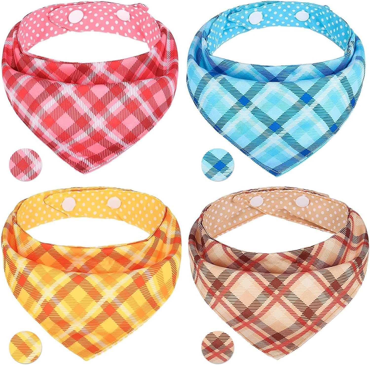 PAWCHIE Dog Bandanas Small Reversible Styles Pet Triangle Scarf Bibs - Adjustable with Two Snaps - Kerchief Set Accessories for Dogs, Puppy, Cats
