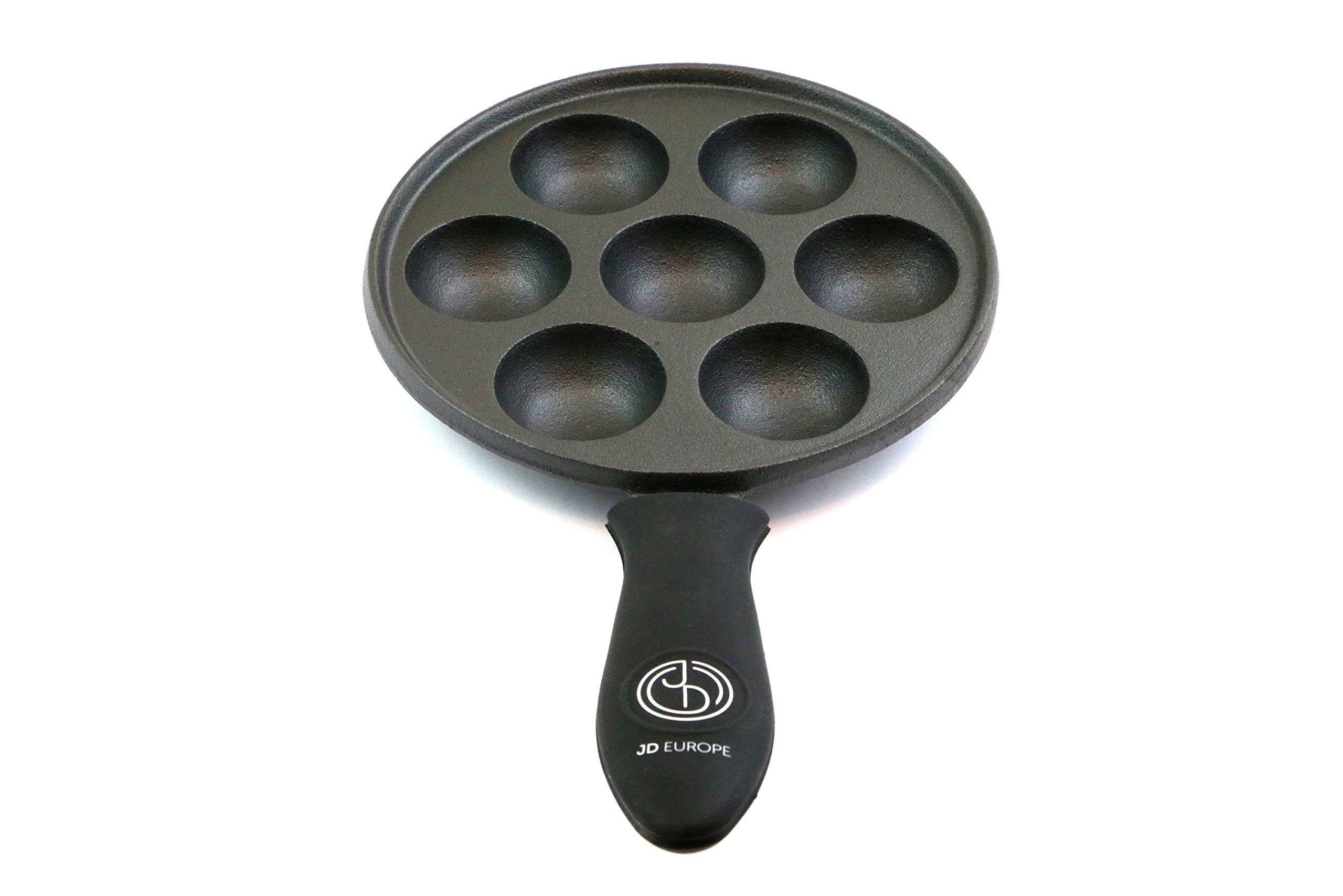 JD Europe Cast Iron Danish Aebleskiver 7 Round Ball Pancake Pan with