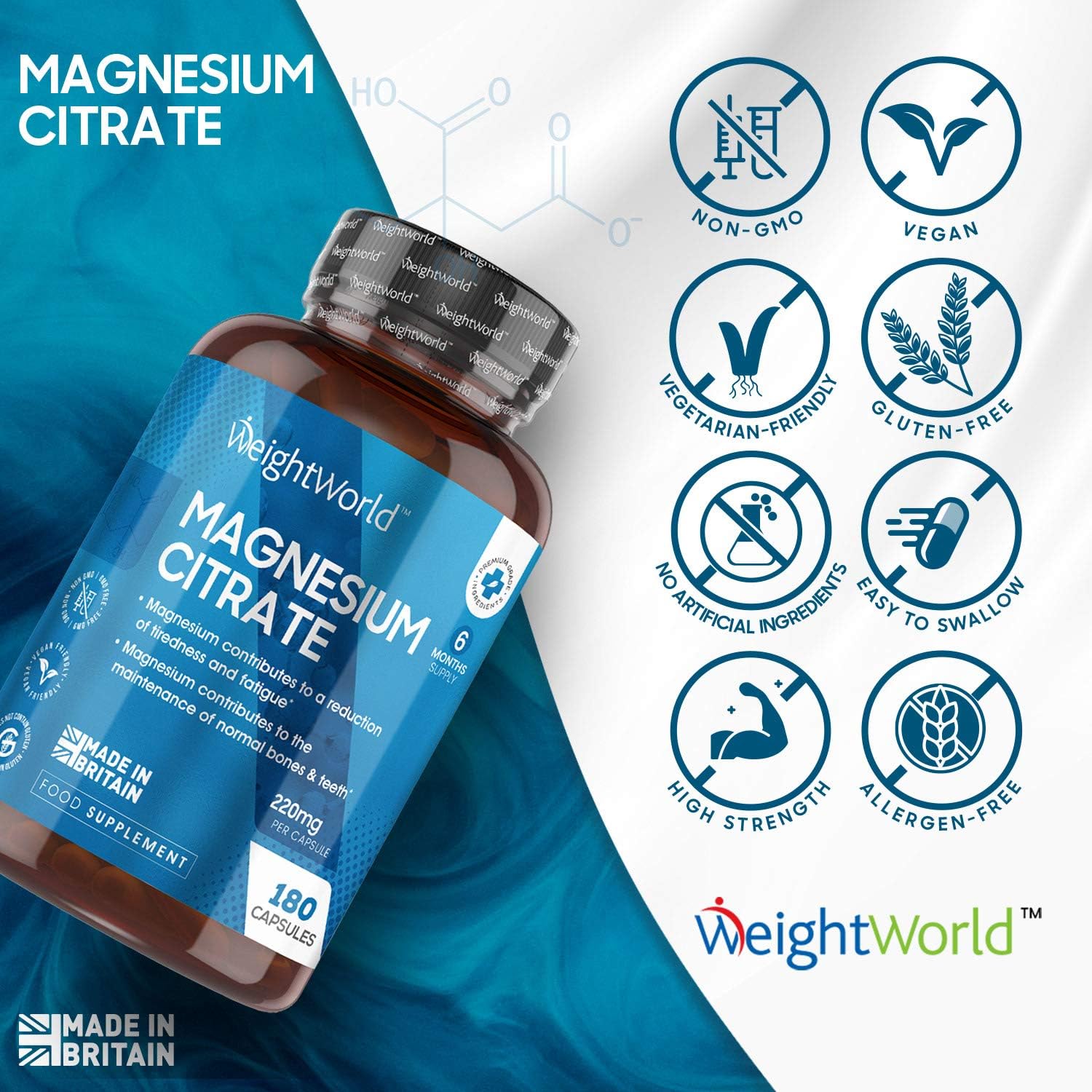 Magnesium Citrate Capsules 1480mg, 240 Capsules, 4 Months Supply, 30% Buffered, Bioavailable Form, 2 Capsules a Day - Image 4