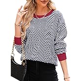 Dokotoo Women's Crewneck Cute Sweaters 2024 Striped Colorblock Fall Winter Knitted Pullover Tops