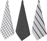 Penguin Home Set of 3 100% Cotton Kitchen Towels 50x70 cm Black White