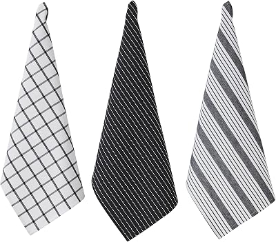 Penguin Home Set of 3 100% Cotton Kitchen Towels 50x70 cm Black White