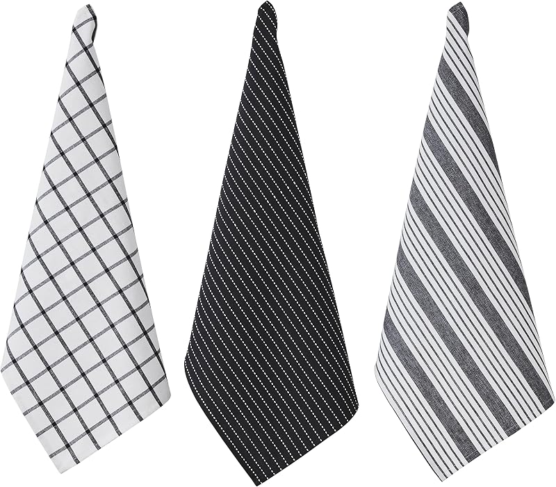 Penguin Home Set of 3 100% Cotton Kitchen Towels 50x70 cm Black White