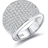 DAYBYDAY Moissanite Rings for Men Women 925 Sterling Silver 2-3.5ct D Color VVS1 Simulated Diamond Moissanite Pave/Baguette Band Statement Cocktail Rings Moissanite Jewelry Size 6-11