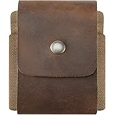 RingSun Waxed Canvas Mushroom Foraging Bag, Collapsible Camping Foraging Pouch, Leather Bushcraft Belt Tinder Dump Pouchs