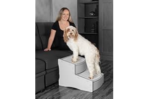 PET GEAR INC Pet Gear Easy Step II Extra Wide Pet Stairs, 2 Step for Dogs/Cats up to 200 pounds, Removable/Washable Carpet, Easy Assembly (No Tools Required), Fog