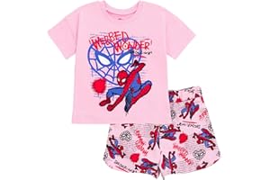 Marvel Girls T-Shirt and French Terry Shorts Outfit Set Toddler to Big Kid Sizes (2T - 14-16)
