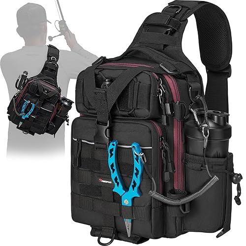 Piscifun Fishing Tackle Bag with Rod Gear Holder, Lightweight