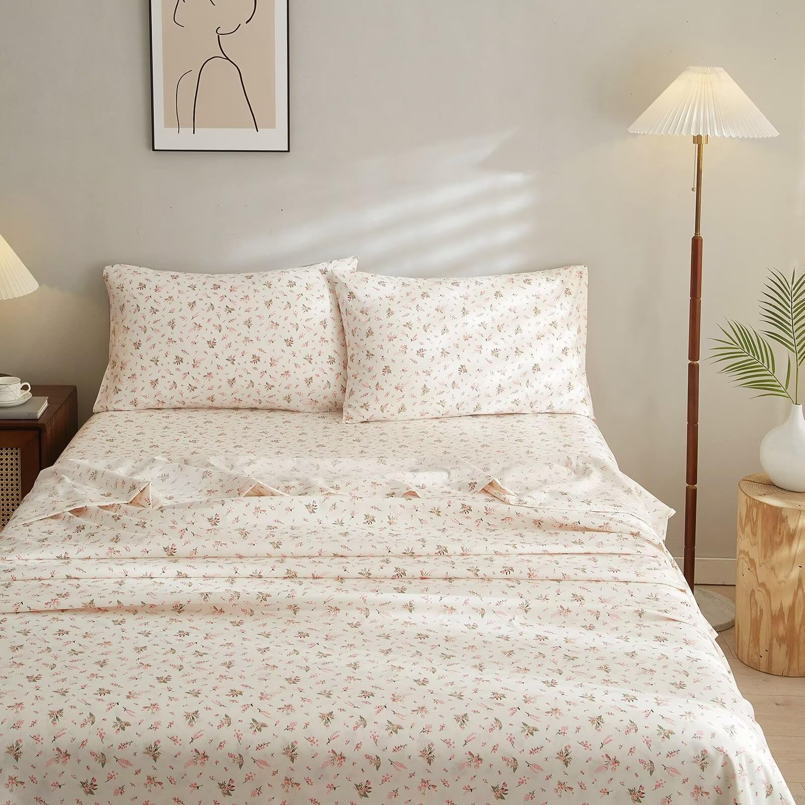 VClife Floral Sheet Sets Queen - Pink Bed Sheets