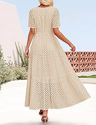 ZESICA Women's 2025 Summer Short Sleeve Maxi Dress