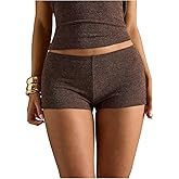 BEAUDRM Women's Knit Mini Mirco Shorts Y2k Low Rise Skinny Hot Pants Clubwear