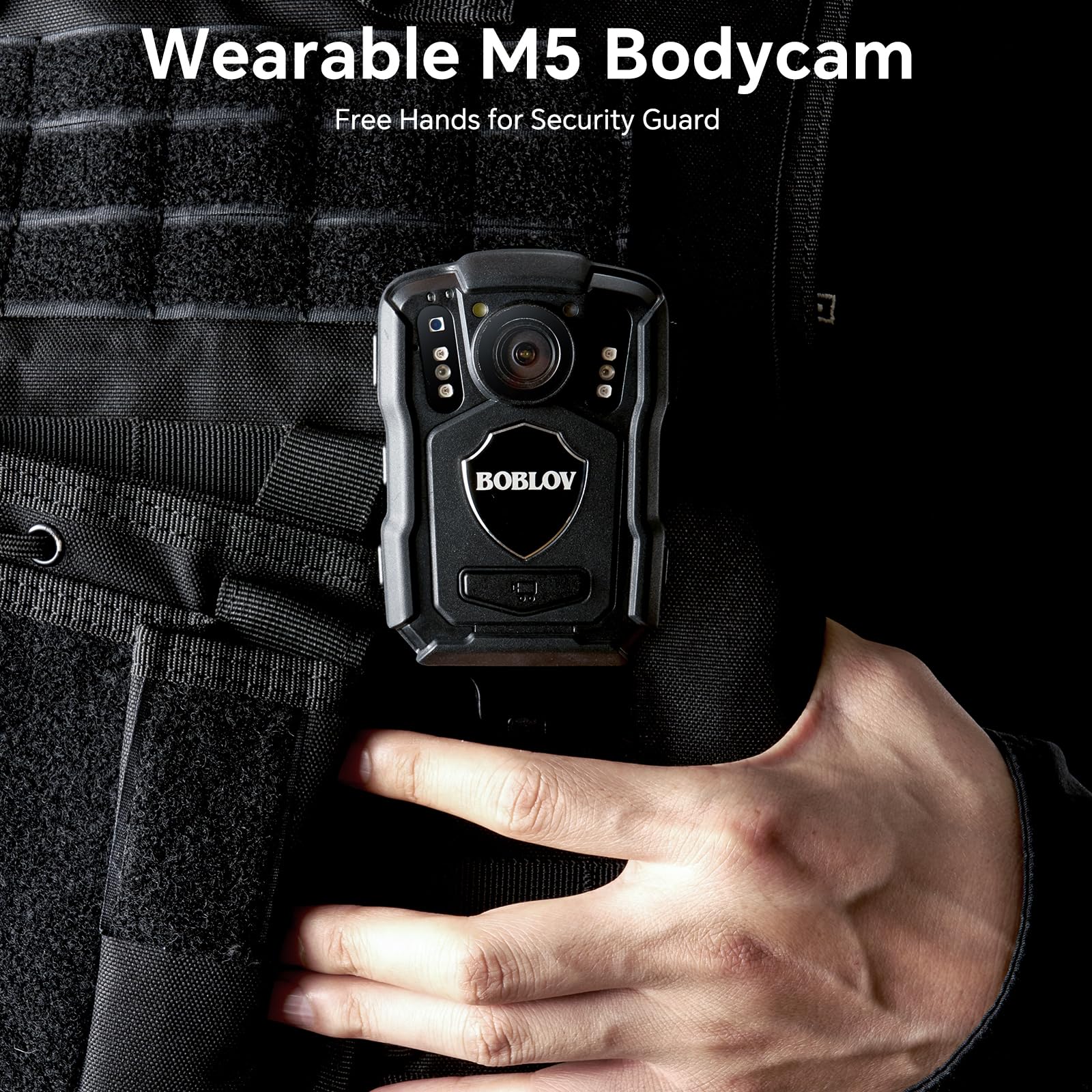 BOBLOV M5 2K Police Body Worn Camera, GPS Enabled &1440P Body Mounted Cam, 128G Body Cam Built-in 4200MAH Battery,12Hrs Record, IP67 Waterproof, Night Vision Law Enforcement with Car Suction Mount