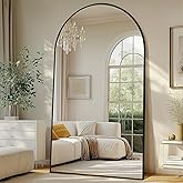 Large Standing Mirror Full Length, 82"X44" Oversized Arched Floor Mirror Black Full Length Mirror with Stand, Hanging or Wall Mounted for Bedroom Living Room Clothing Store Gym, Tempered Glass