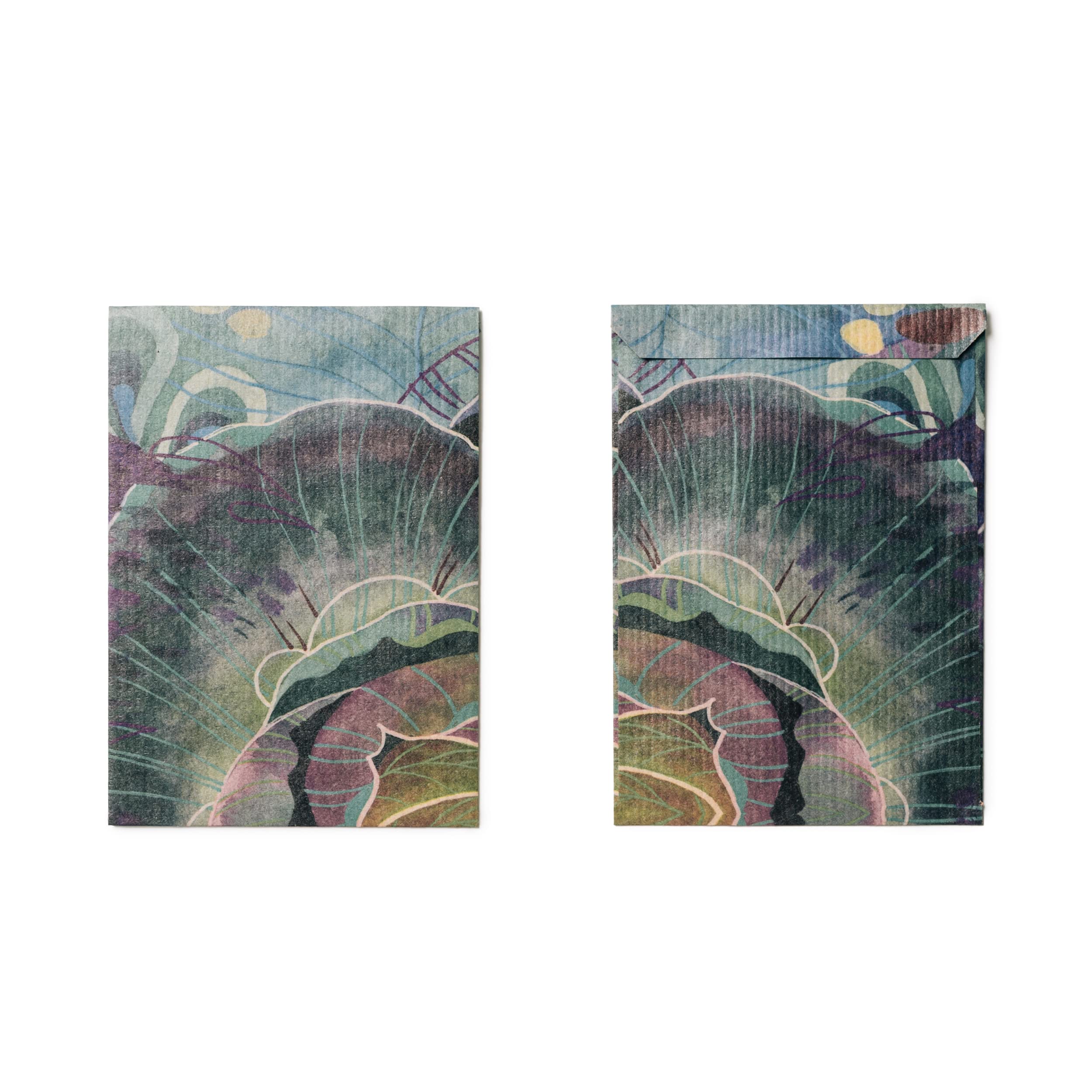 Colourful Paper Bags / Flat Bags / Gift Bags - Small / Mini Printed Kraft Paper with Waves Design - Pack of 40