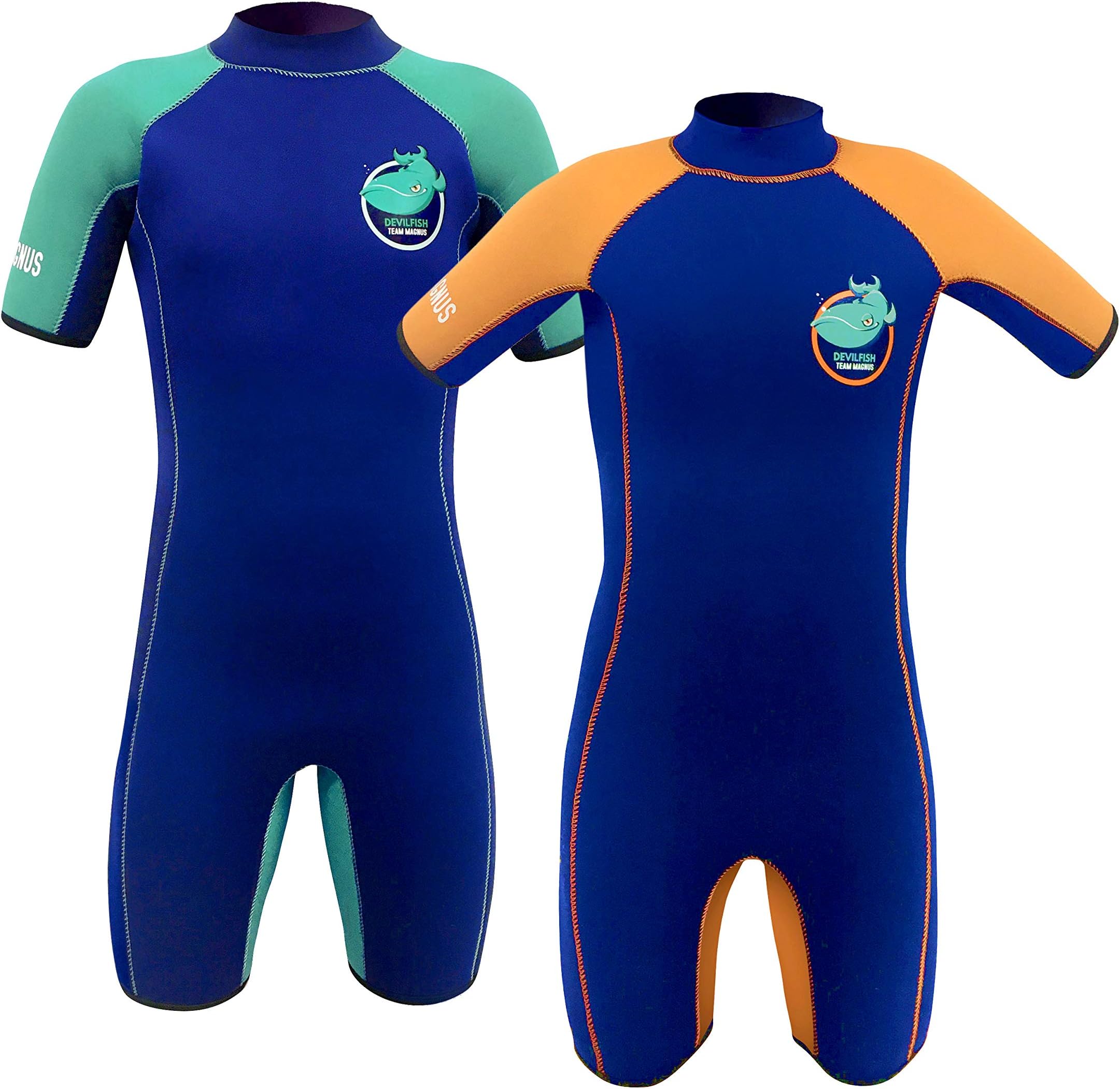 Team Magnus kids' wetsuit - unique 5 mm neoprene shorty - extremely insulating and elastic for kids age 3-14