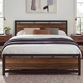 LIKIMIO King Size Bed Frame with Headboard and Footboard | Metal Strong Supports, Beautiful &amp; Durable, Easy Assembly, Noise-Free, No Box Spring Needed, Dark Walnut