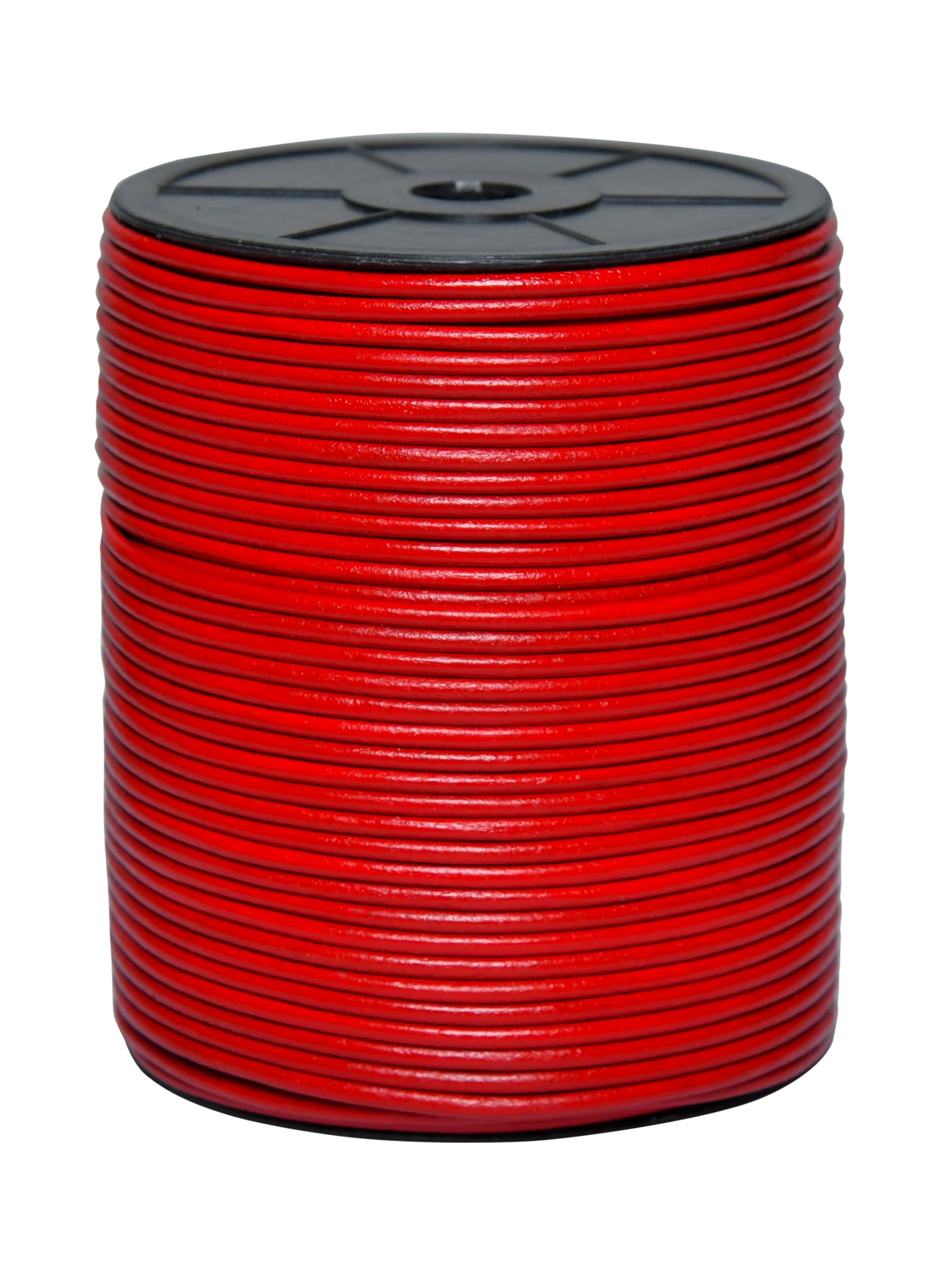 Cords Essentials Round Genuine Leather String Cord, Rope for Jewelry Making, Necklaces, Bracelets, Kumihimo Braiding, Wraps, Crafts and Hobby Projects (Red, 3.0 MM)
