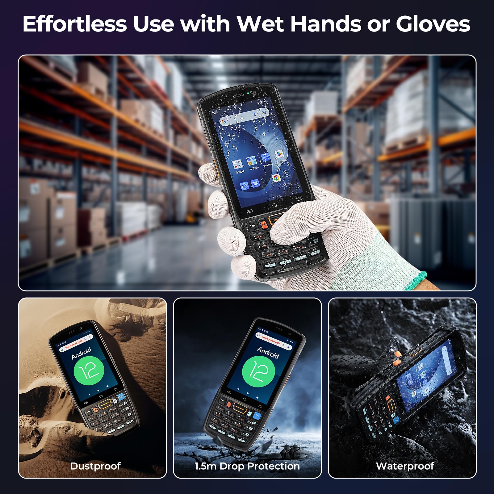 MUNBYN Android Barcode Scanner 082Pro, Android 12 PDA, Equipped with Honeywell HS7 Bar Code Scan Engine, IP67 Handheld Mobile Computer for Inventory Tracking, Warehouse, Logistics 2025