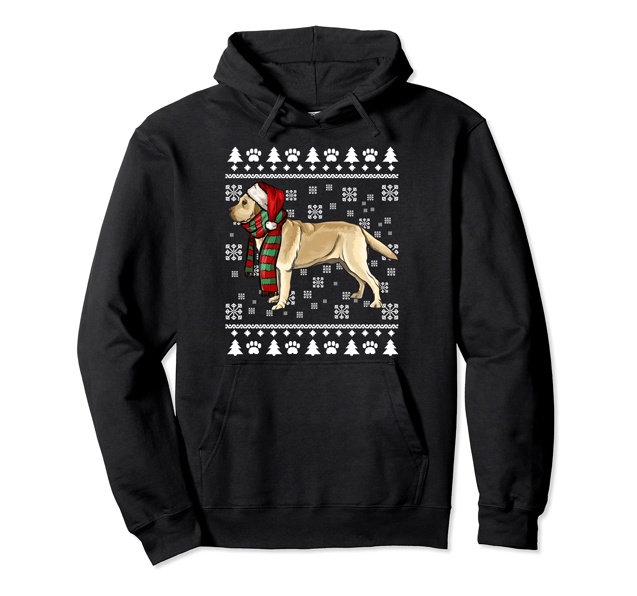 Yellow Labrador Retriever Dog Santa Hat Xmas Ugly Christmas Pullover Hoodie