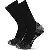 Merrell Unisex Adults Mens And Women's Socks - 2 Pair Pack Moisture Management Blister Prevention Performance Safety Toe Crew