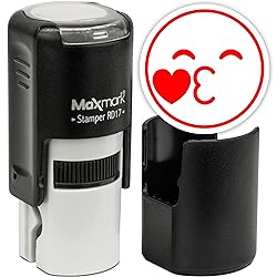 MaxMark Round Self Inking Emoji Stamp - Kiss - Red