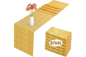 OGORI 6 Pack Sequin Table Runner Gold, 12 x 108 inch Glitter Gold Table Runner for Rectangle Table for Birthday, Wedding, Banquet, Holiday Party Decorations & Baby Shower