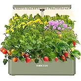 SUNCOZE Hydroponics Growing System Kit 12 Pods, 24W LED Grow Light Indoor Garden, 4L Water Tank with Quiet Pump, Adjustable H