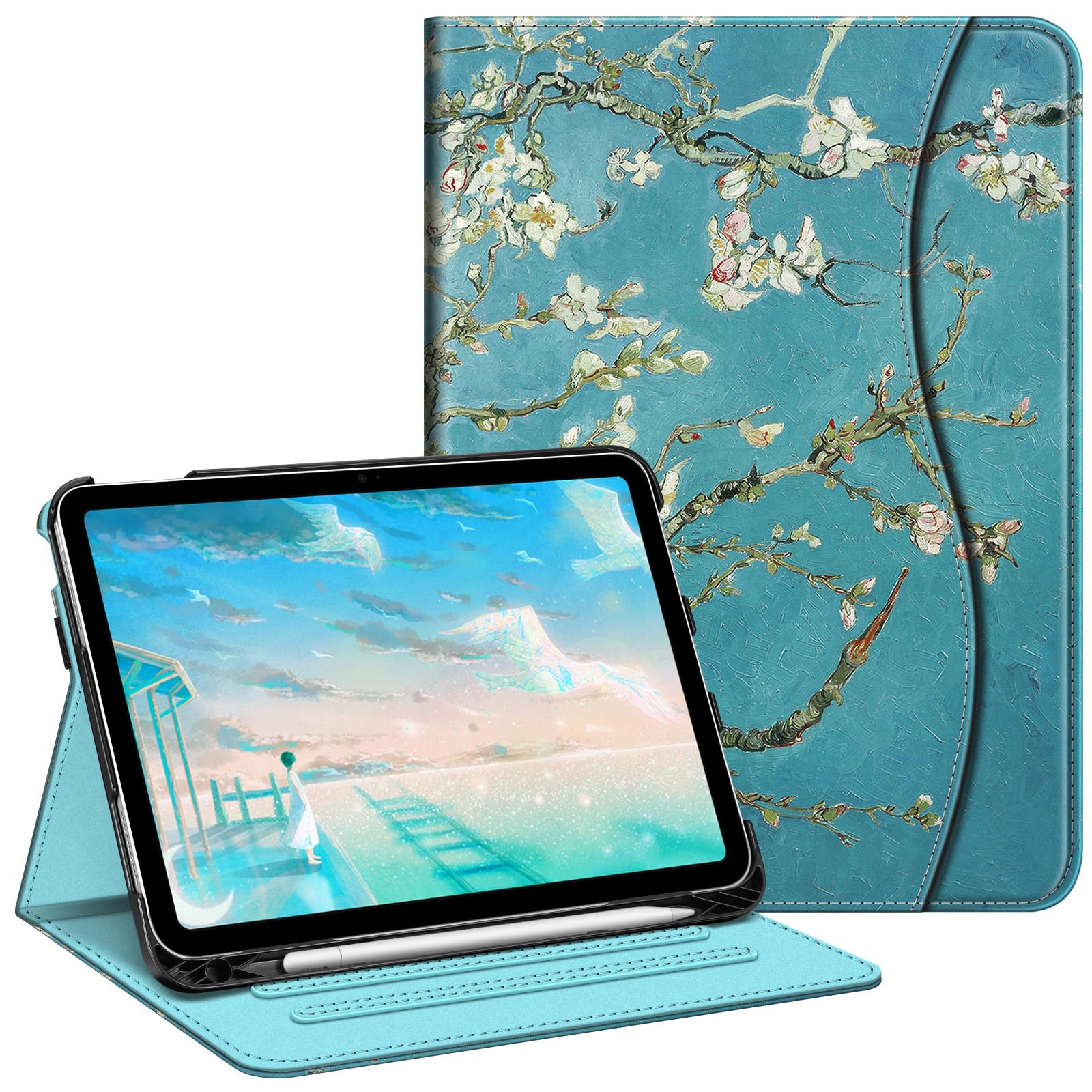 FINTIE Case for iPad (A16) 11th Generation 11 Inch (2025), iPad 10th Generation 10.9 Inch (2022), Multi-Angle Viewing Stand Cover w/Pencil Holder & Pocket, Auto Sleep/Wake, Blossom โ image 1