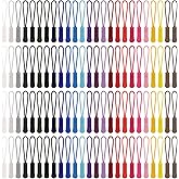 100 Pcs 25 Colors Nylon Zipper Pull Replacement Nylon Cord Zipper Tag Strong Cord Fixer Zippers for Clothes Luggage Backpacks Jackets Handbag