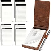 WEMATE Pocket Notebook with Pen, 10 Piece Pocket Notebook Set Brown | Includes Mini Notepad Holder, 8 Memo Book Refills &amp; Metal Pen for Meetings, Daily Records and Notes, 3&times;5 Inch