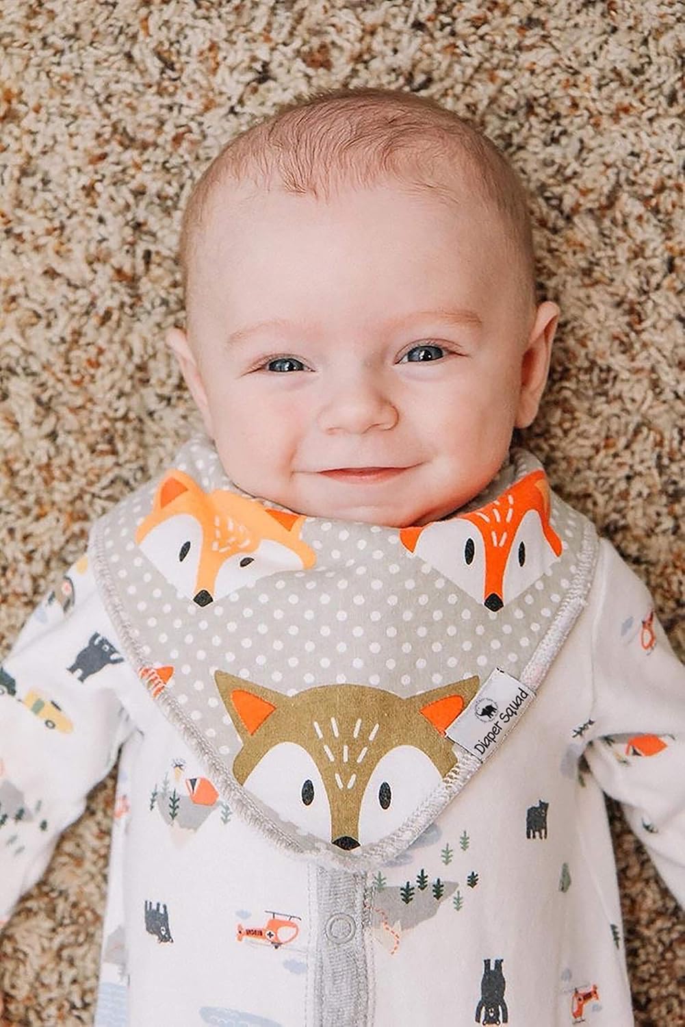 Diaper Squad 100% Organic Cotton Woodland 10-Pack Baby Drool Bandana Bibs for Boys and Girls: Baby