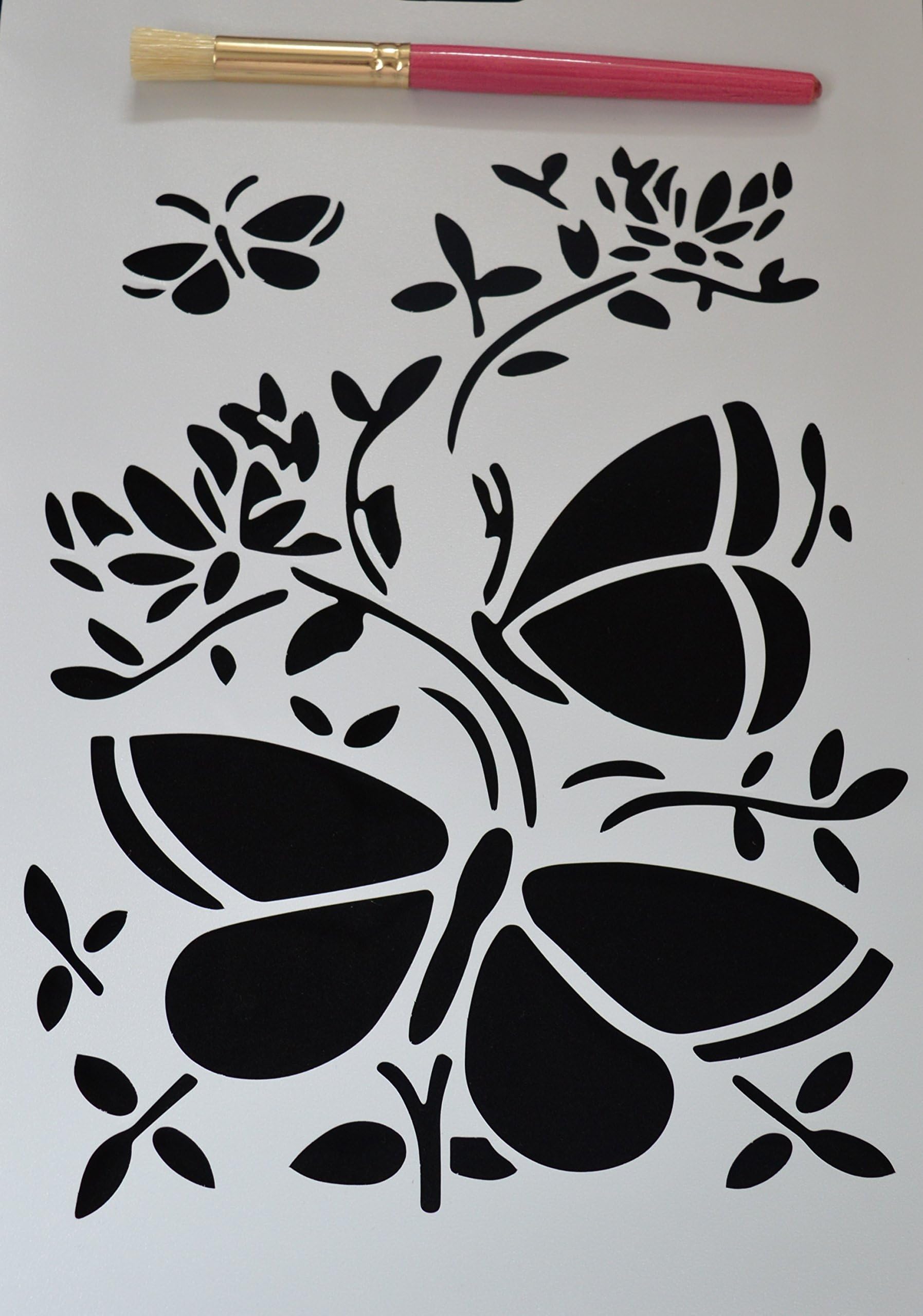 HONGBE Butterfly Wall Stencil with Stencil Brush No9
