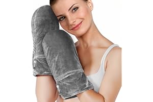 AiricePac Heated Mitts for Arthritis, Microwavable Hand Warmer for Women Men in Cases of Stiff Joints, Trigger Finger, Warm Therapy Mittens Unscented Hand Muff, Grey
