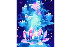 Eterkosu Lotus Flowers Paint by Numbers for Adults - DIY Adult Paint by Number Kits Pack On Canvas Butterfly Painting by Numbers for Beginners,Acrylic Paint Crafts for Home Decor 16x20 Inch