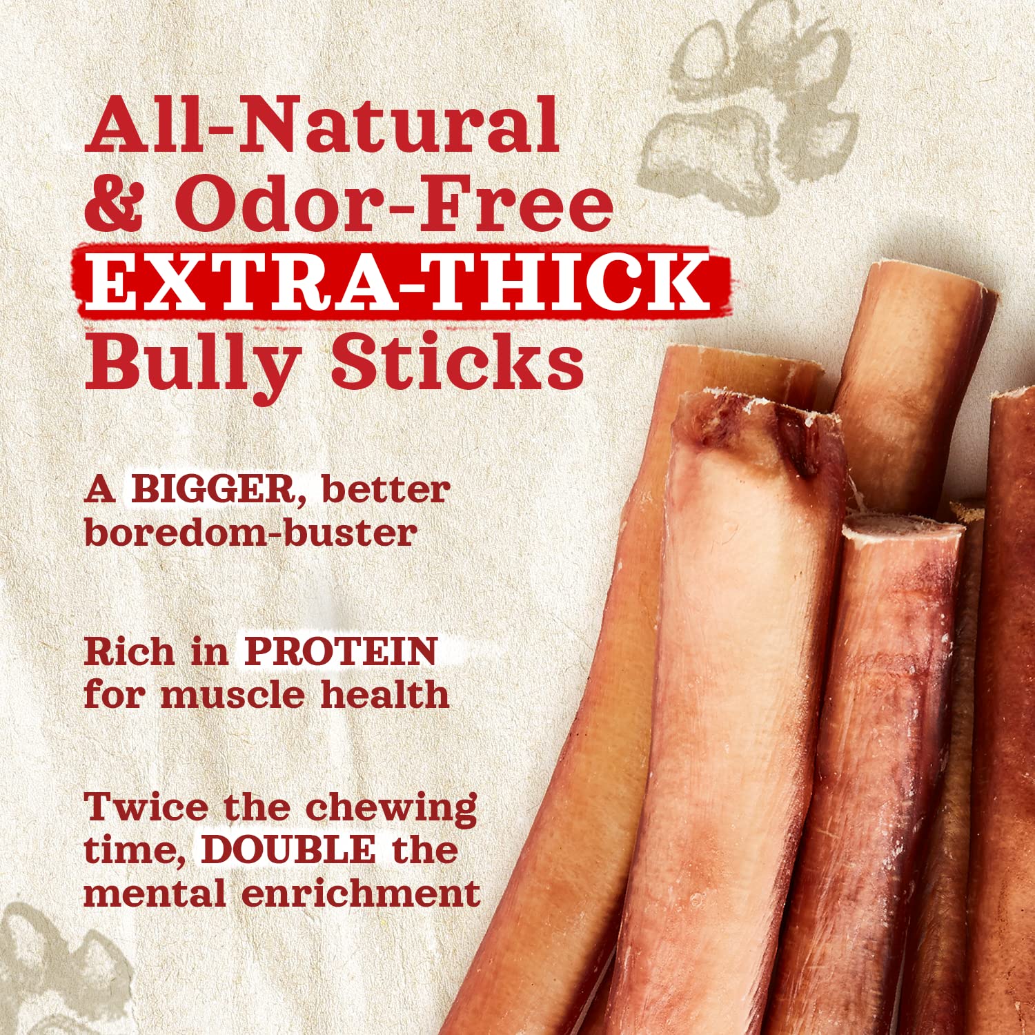 Natural Farm Odor Free Jumbo Bully Sticks (12 Inch, 5 Pack), Extra