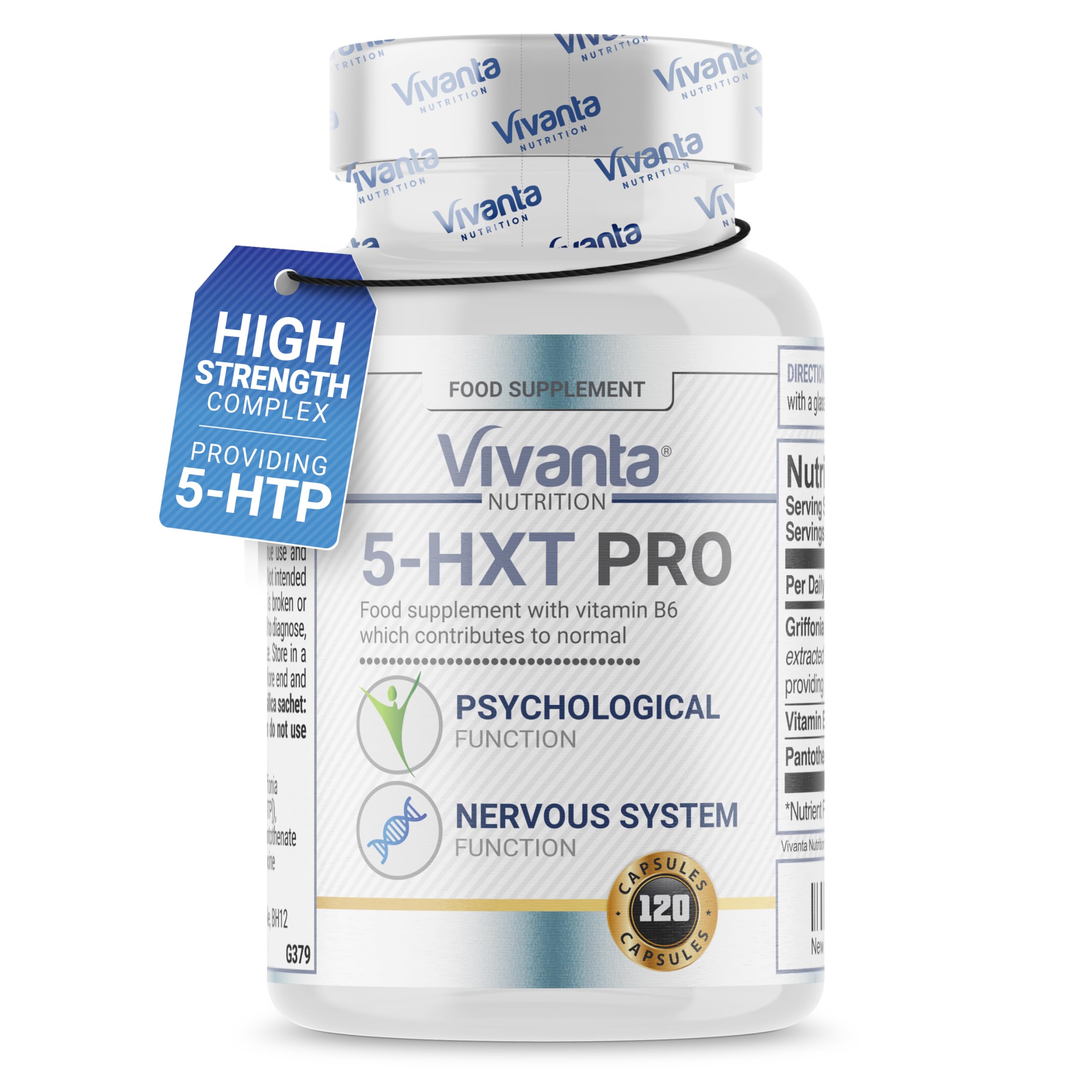 5HXT Pro - 5HTP High Strength from 4000mg of Griffonia Seed - Providing 200mg Extract Plus High Strength B6 - Natural 50mg of 5 HTP Supplement (HTP 5) - 120 Vegetarian & Vegan Capsules