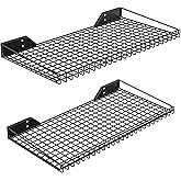 Ultrawall Wall Mounted Storage Shelf for Garage, 2 Pack Metal Shelf Rack, Heavy-Duty Wall Organizer Shelves Suitable for Shop, Shed, Garage 23.5inch x 12inch(Black)