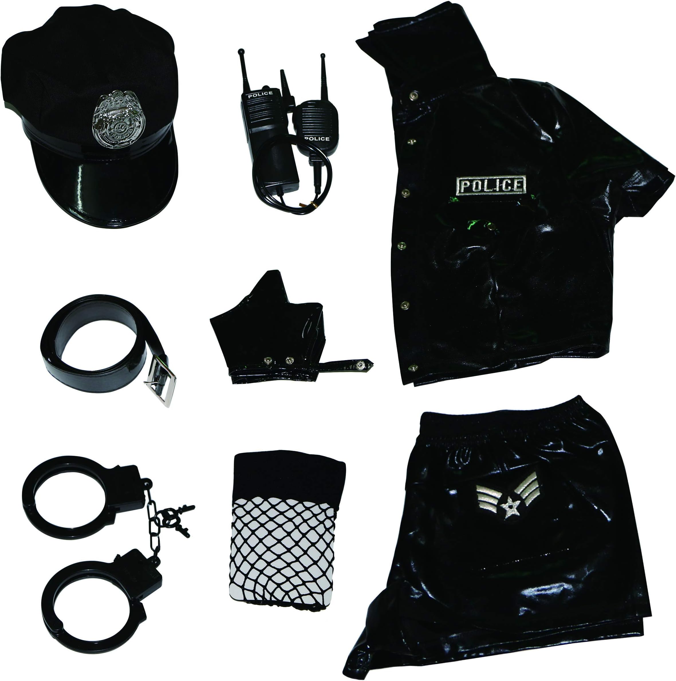 Esquki Womens Police Costume Halloween Cop Outfit 8 Pieces Police Officer Outfit Set