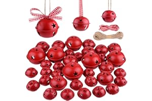 KUUQA 36 Pcs Christmas Jingle Bells Craft Bells with Star for Christmas Party, Tree, Wreath Ornaments, Holiday DIY Decorations