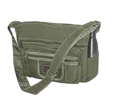TULMAN Stylish Cotton Crossbody messenger bag College Sling Bag One side Shoulder Bag for Men & Women - Olive