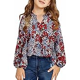 blibean Girl Flower Bell Sleeve Blouse Floral Fall Tops 4-15 Years