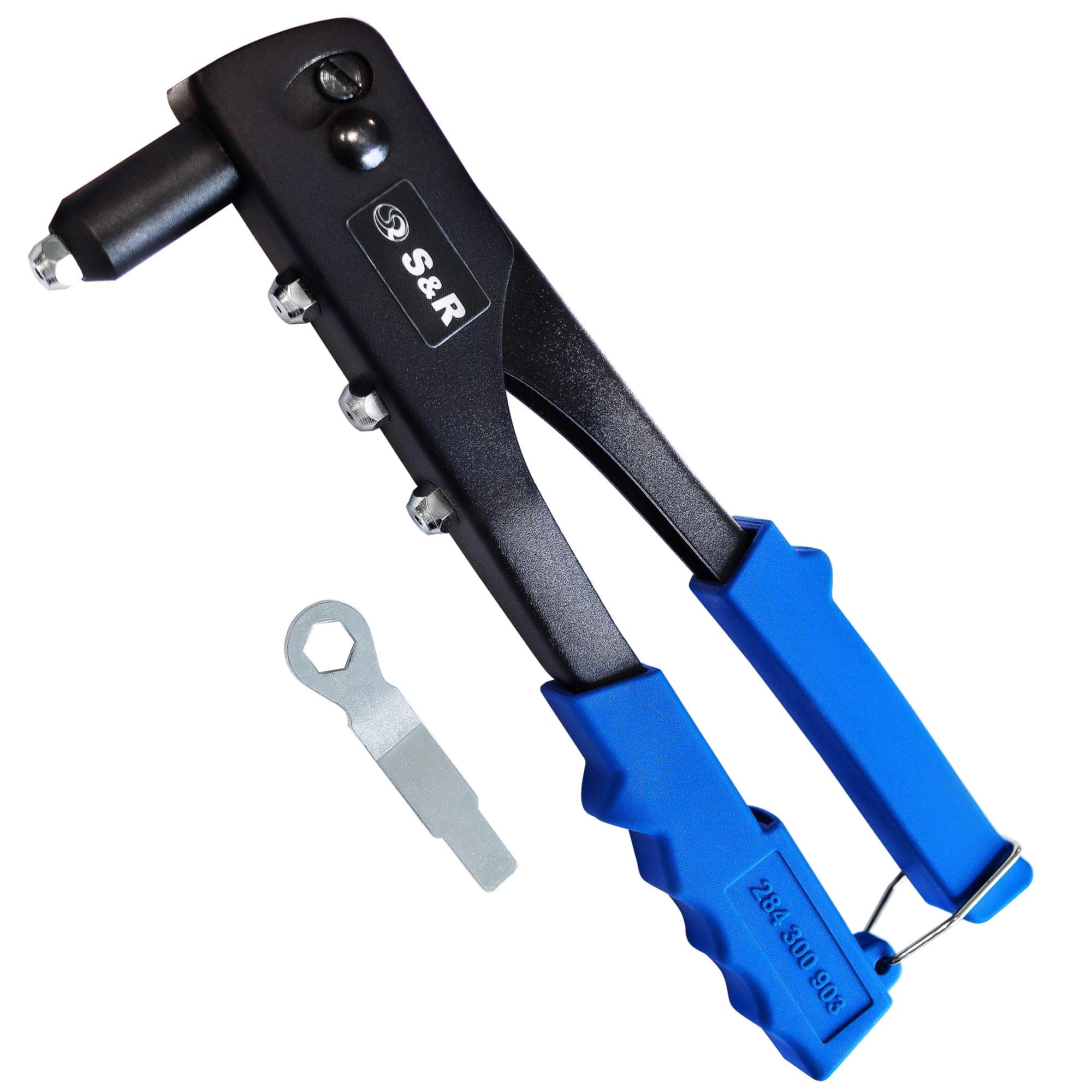 S&R Hand Riveter 2.4-5.0mm - Robust Steel Construction for Steel and Aluminum Rivets - One-Hand Operation - Durable and Efficient