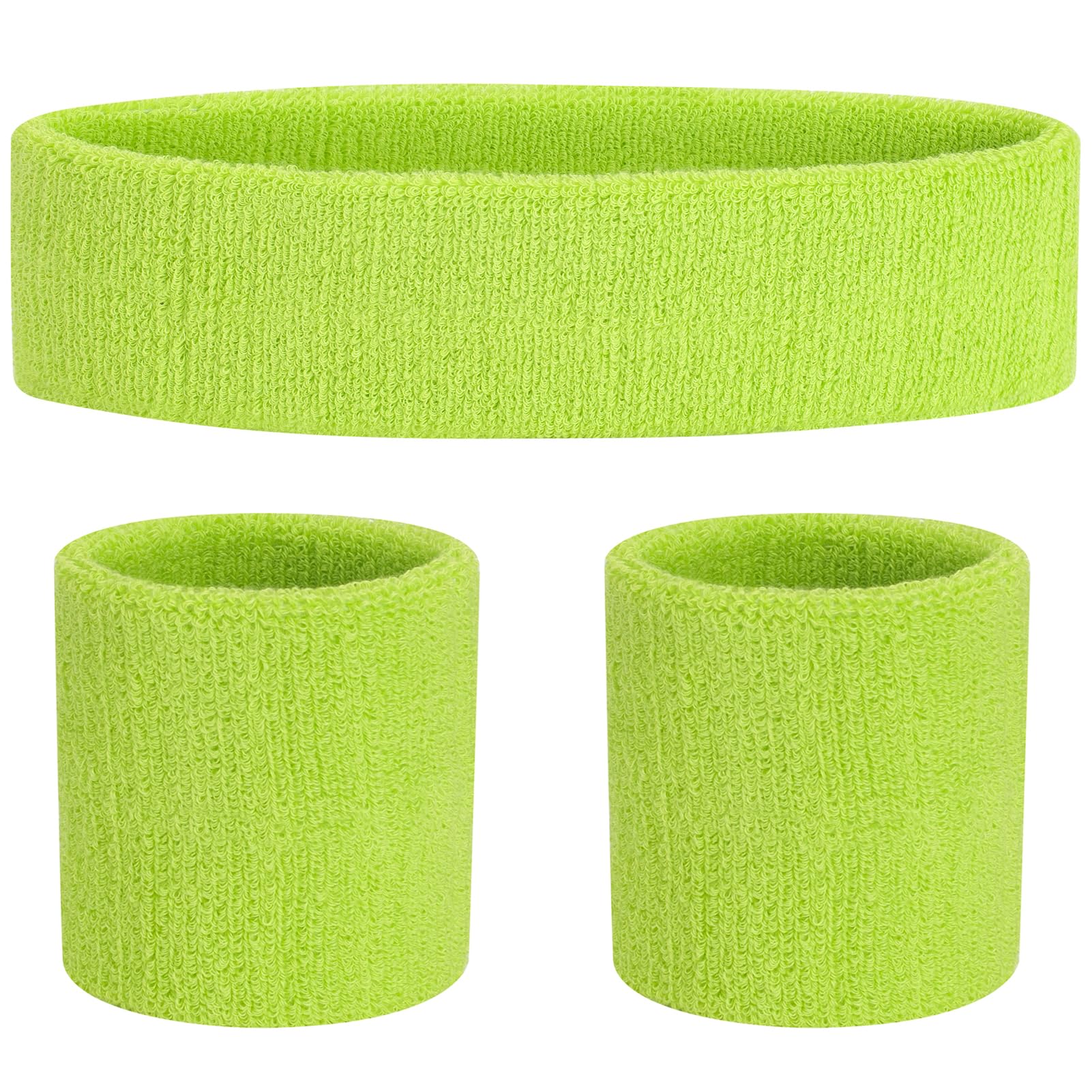 FACATH Light Green Sweatband Set (Yoga Practitioners) - Headband & Wristbands of Cotton, Spandex, Nylon - Absorbent, Comfortable, Non-slip, Stretchable, Easy to Wash - Pack of 3 — image 1