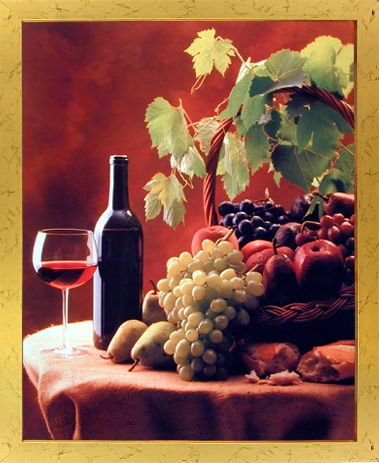 Amazoncom Red Wine Fruit Grapes And Apples Still Life Kitchen